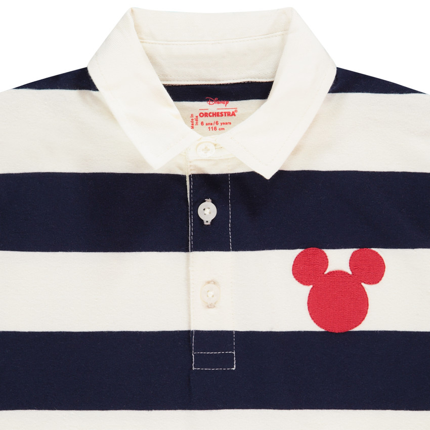 Polo manches longues à rayures avec bagde brodé et print Mickey Disney pour garçon Main Polo manches longues à rayures avec bagde brodé et print Mickey Disney pour garçon