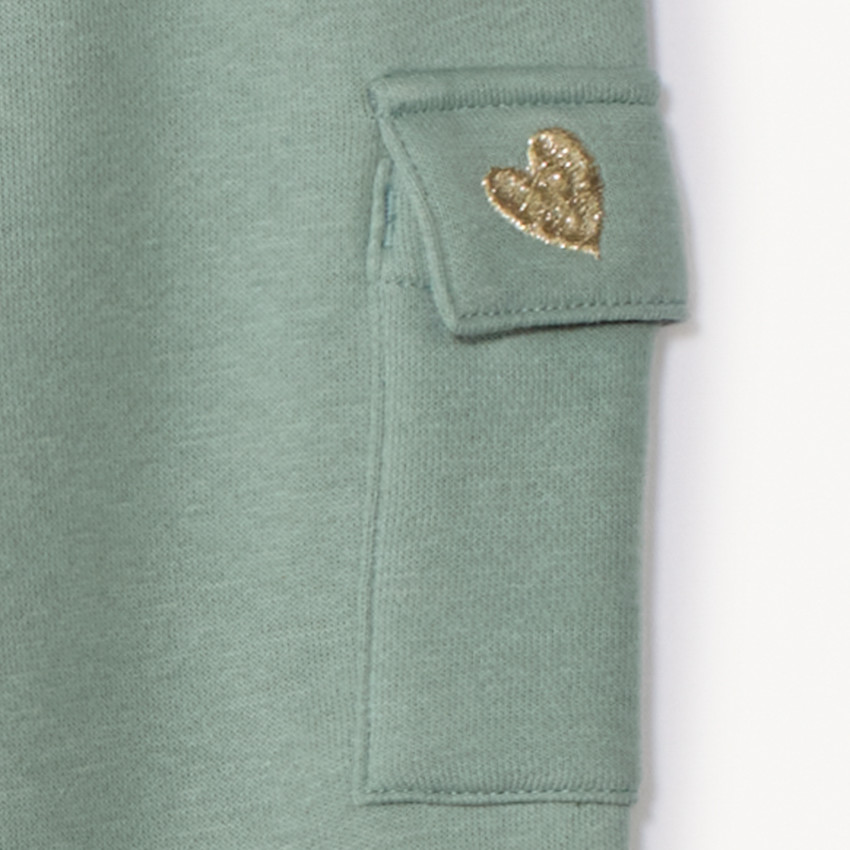 Παντελόνι jogging μονόχρωμο με κέντημα από γκλίτερ για μωρό κορίτσι 