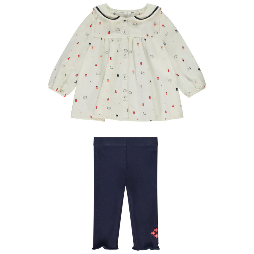 Ensemble avec tunique longue à col marin pour bébé fille 