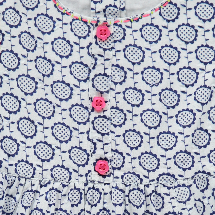 Robe évasée à fleurs fantaisie et rubans pailletés 