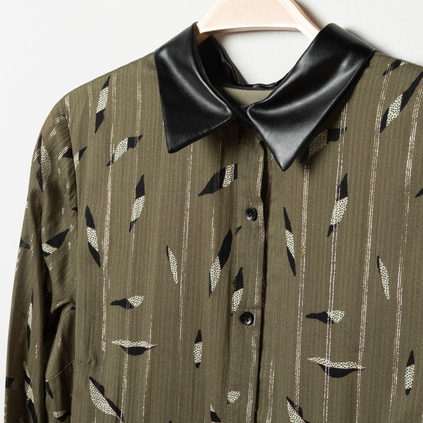 Φόρεμα μακρυμάνικο εγκυμοσύνης με σχέδιο με λεπτομέρειες δερματίνη  Additional Φόρεμα μακρυμάνικο εγκυμοσύνης με σχέδιο με λεπτομέρειες δερματίνη