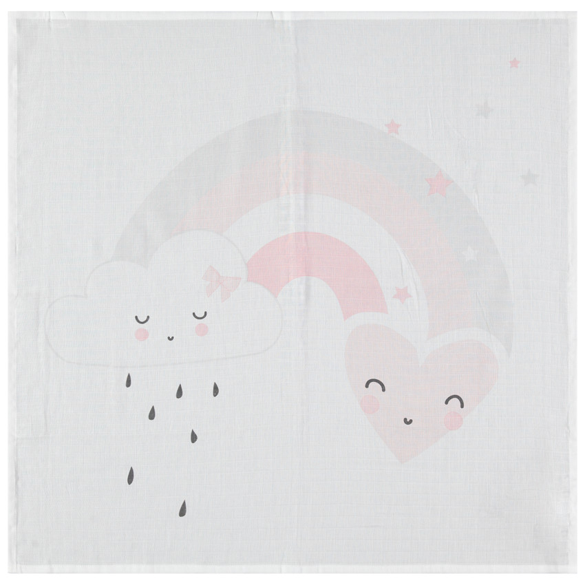 Σε 3 βαμβακερές πάνες αγκαλιάς με μοτίβα καρδούλες και σύννεφα 