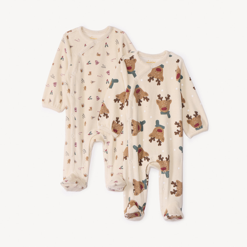 Lot de 2 dors-bien de Noël en velours pour bébé avec ouvertures différentes selon l'âge 