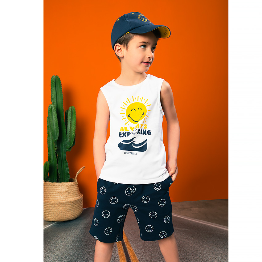 Ensemble de plage débardeur et bermuda SmileyWorld pour garçon 