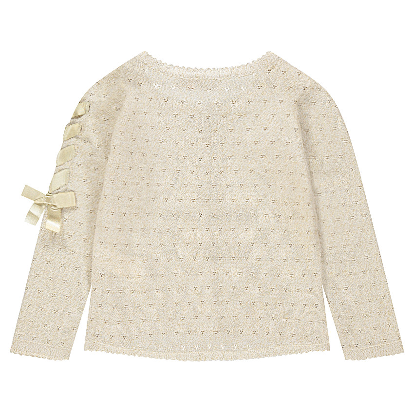 Πλεκτή ιριδίζουσα ζακέτα με σατέν κορδόνια  