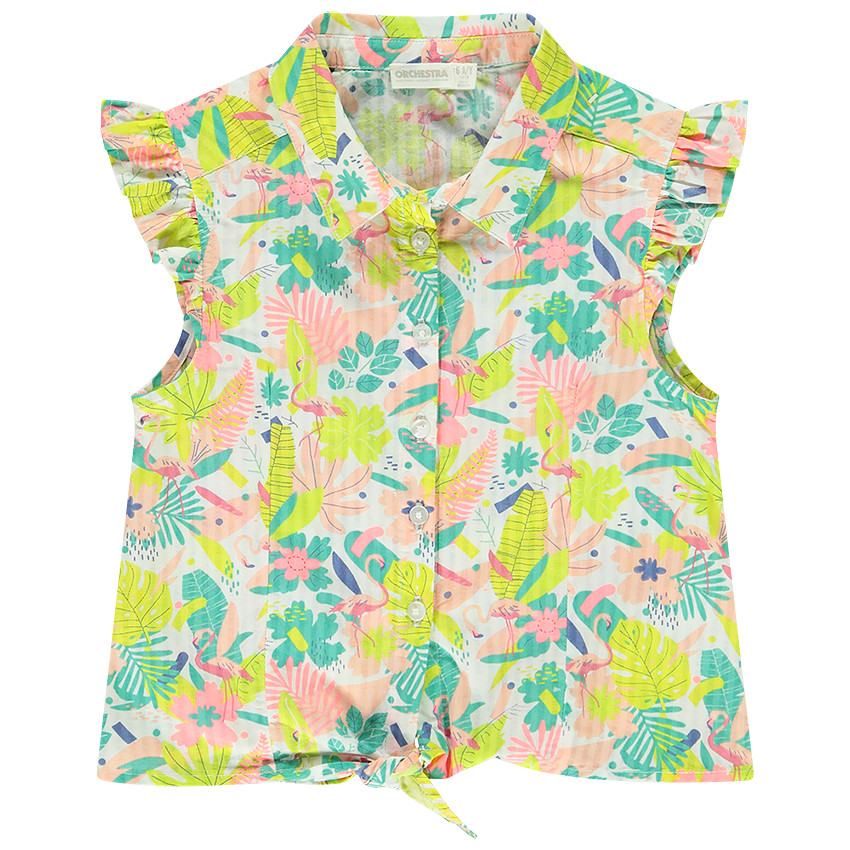 Chemise manches courtes en coton imprimé Main Chemise manches courtes en coton imprimé