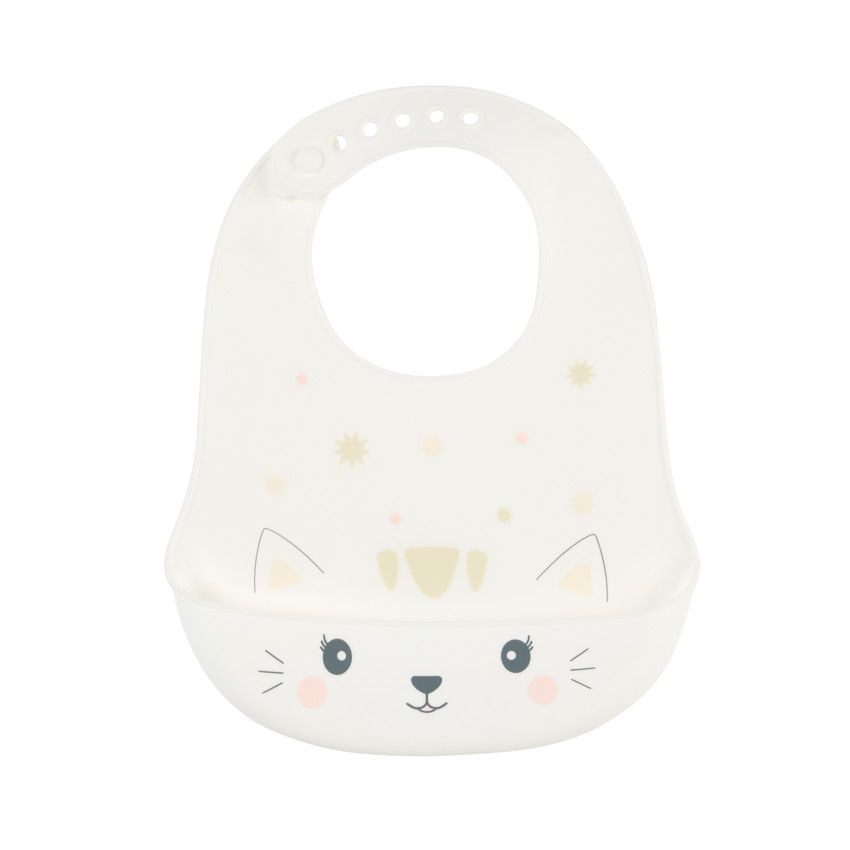 Σαλιάρα Cutie Cat από σιλικόνη με συλλέκτη ψίχουλων 