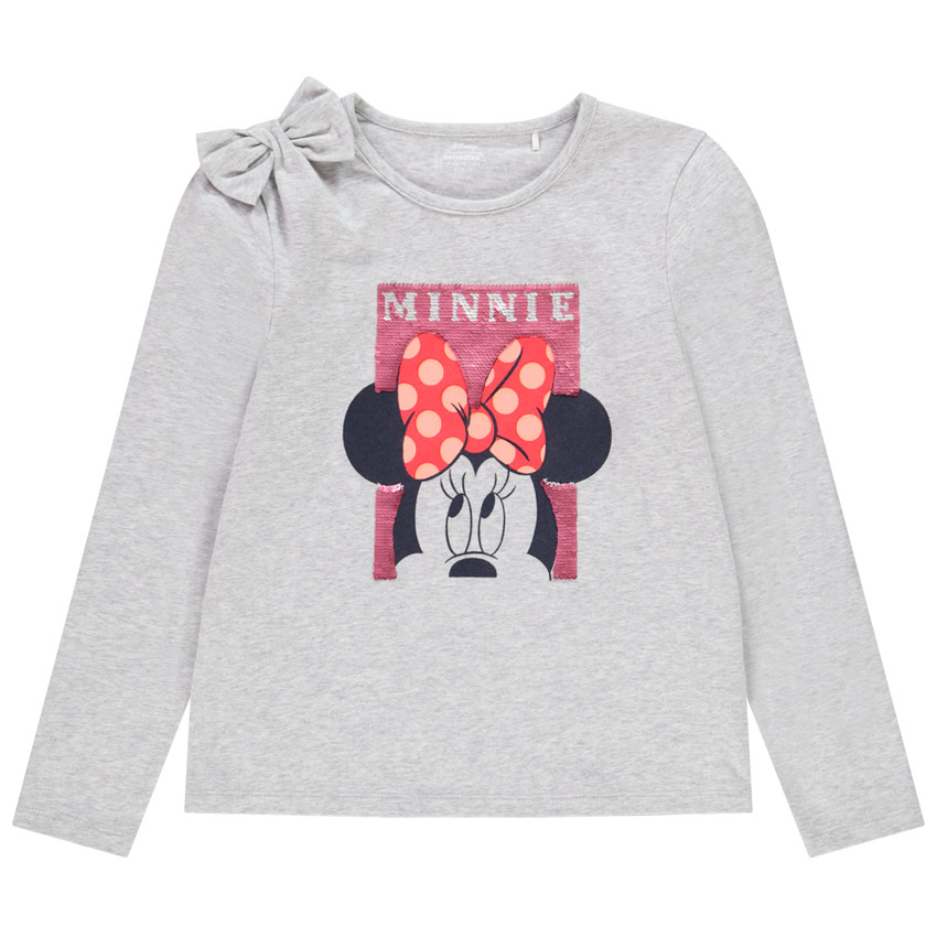 T-shirt μακρυμάνικο Minnie Disney με παγιέτες για κορίτσι 