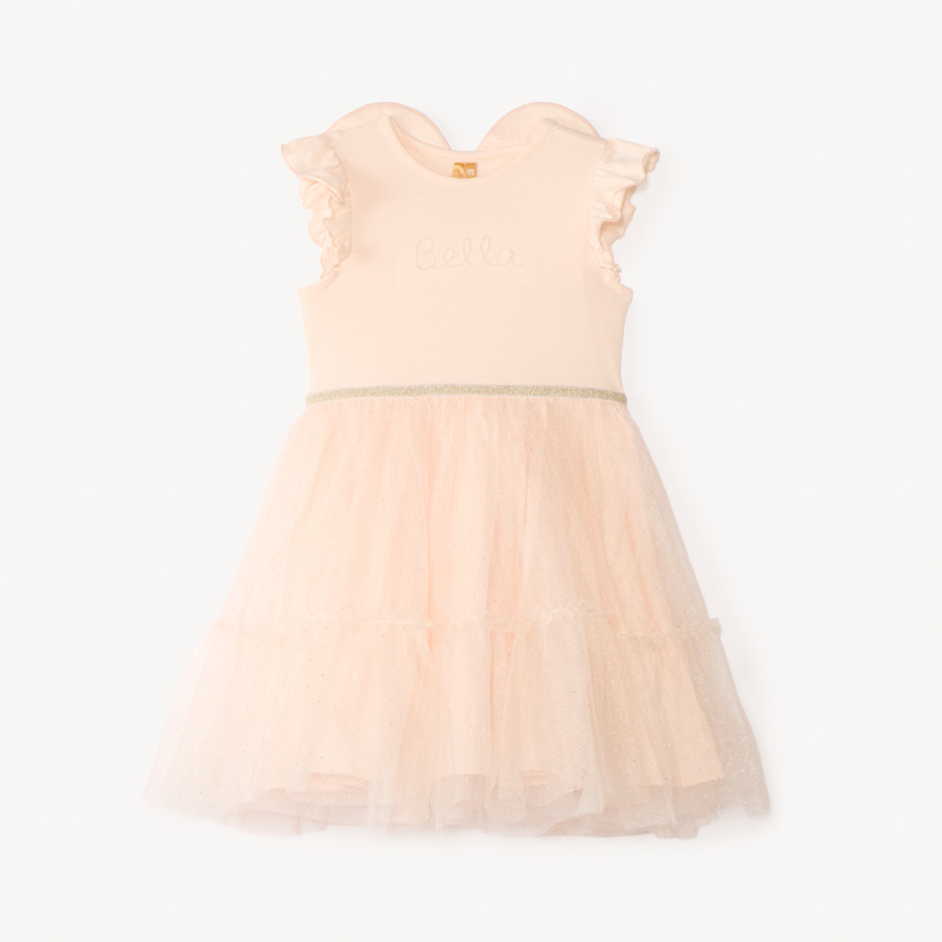 Robe bi-matière effet 2-en-1 avec ailes de papillon pour bébé fille 