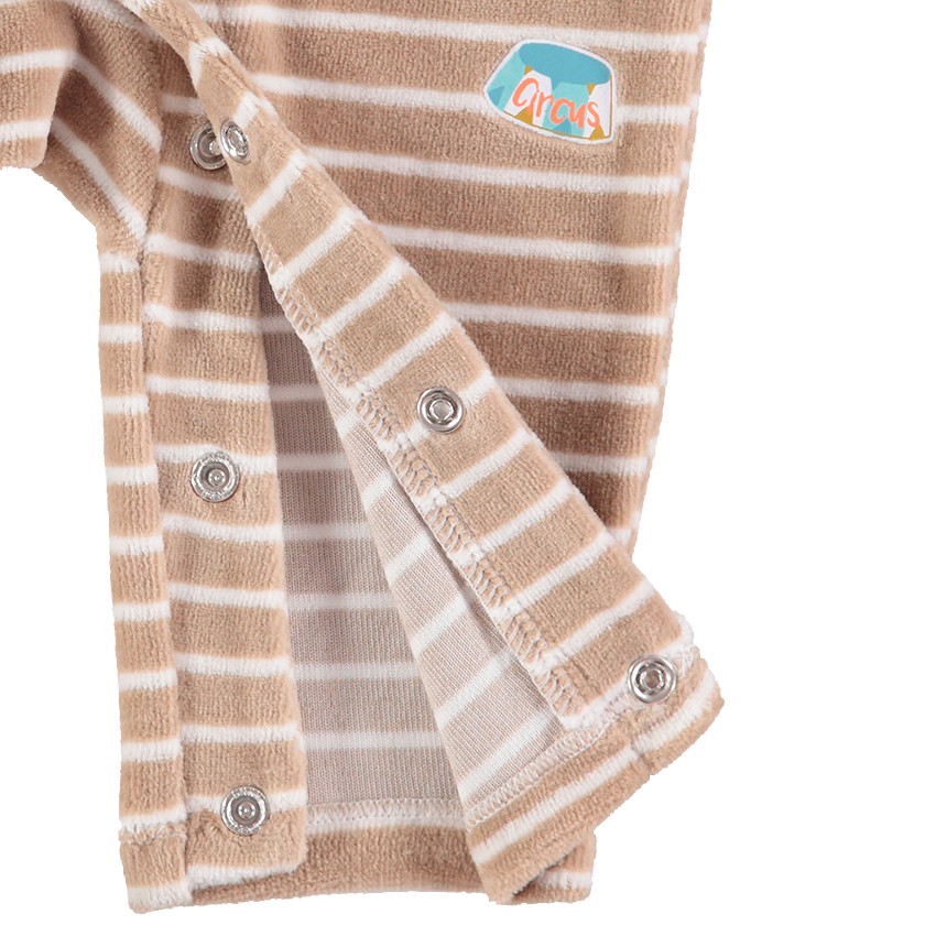 Ολόσωμο βελουτέ φορμάκι με όψη 2 σε 1 και στάμπα αρκουδάκι 