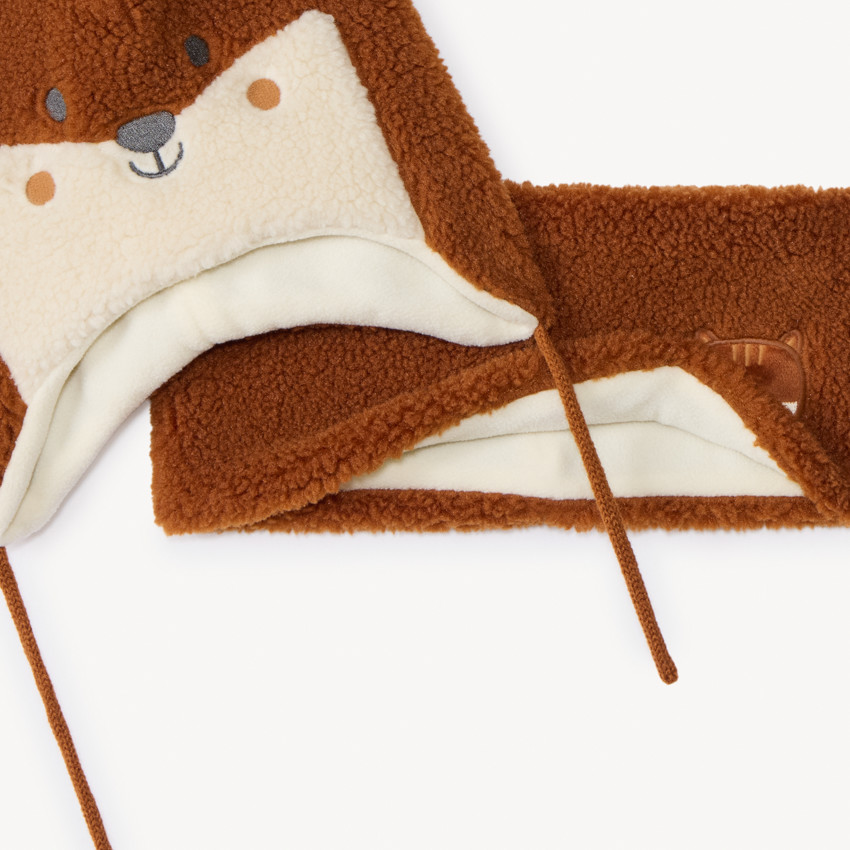 Set bonnet + snood renard fantaisie pour bébé garçon  