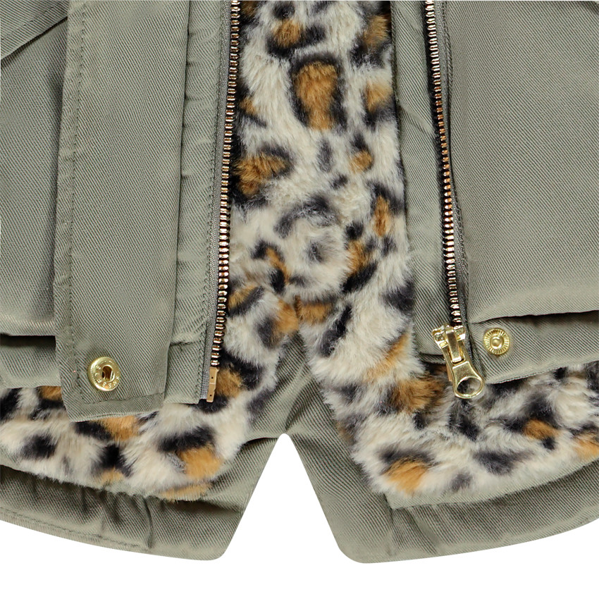 Parka ζεστή με επένδυση sherpa léopard για κορίτσι Main Parka ζεστή με επένδυση sherpa léopard για κορίτσι