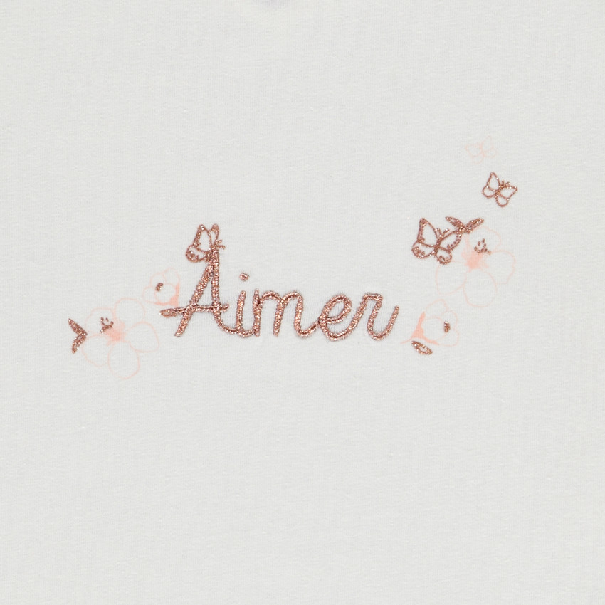 Κοντομάνικο μπλουζάκι με χρυσό κέντημα για κορίτσι 