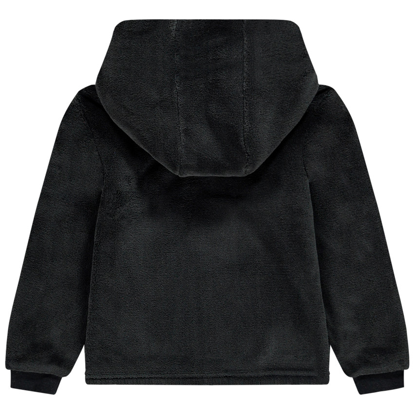 Φούτερ με κουκούλα μαύρο sherpa με μήνυμα με παγιέτες για κορίτσι 