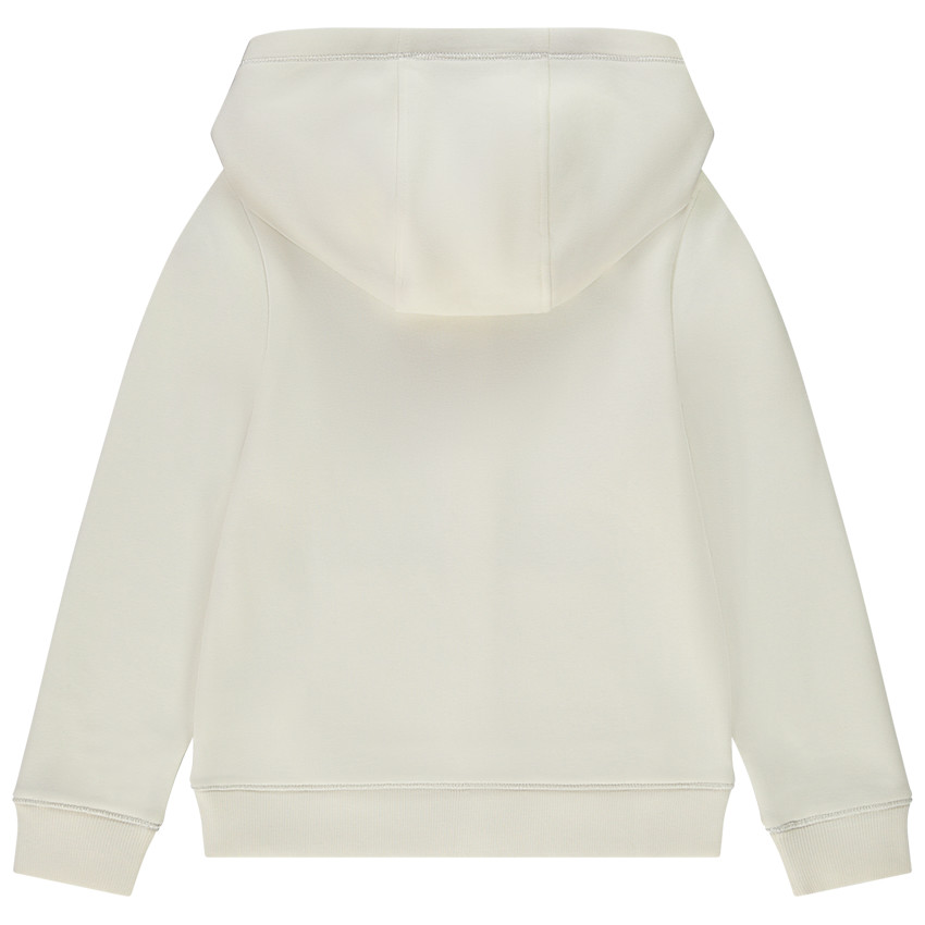 Ζακέτα με κουκούλα μονόχρωμη molleton και κεντημένη για κορίτσι 