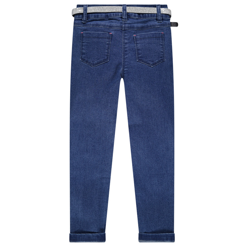 Τζιν με used όψη, μόνιμες τσακίσεις, μεταλλιζέ ζώνη και κέντημα 