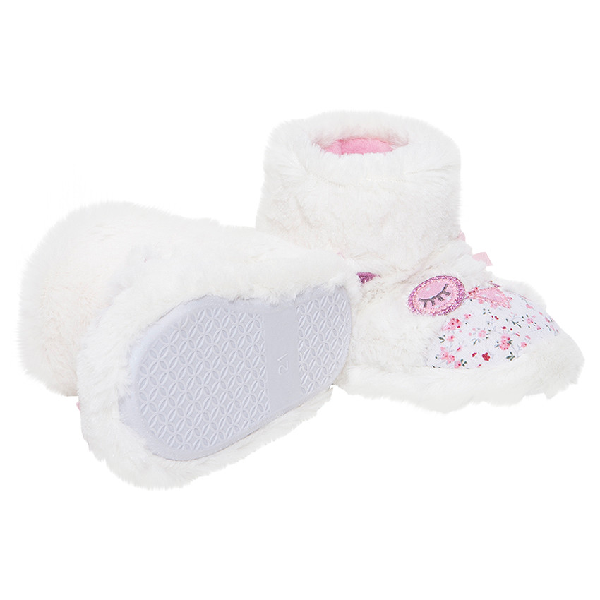 Ψηλά παντοφλάκια από συνθετική γούνα με κέντημα 