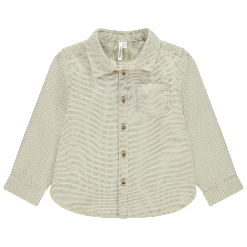 Πουκάμισο μακρυμάνικο με εφέ κηρήθρας για αγόρι 