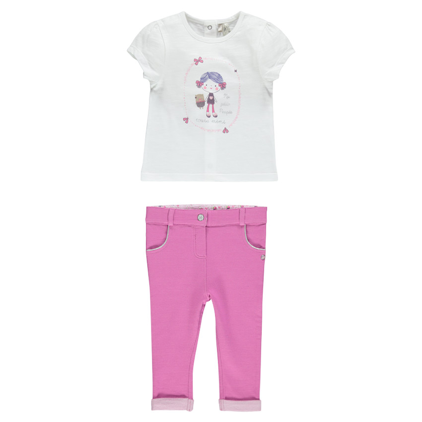 Ensemble avec tee-shirt print poupée et pantalon en molleton  Additional Ensemble avec tee-shirt print poupée et pantalon en molleton