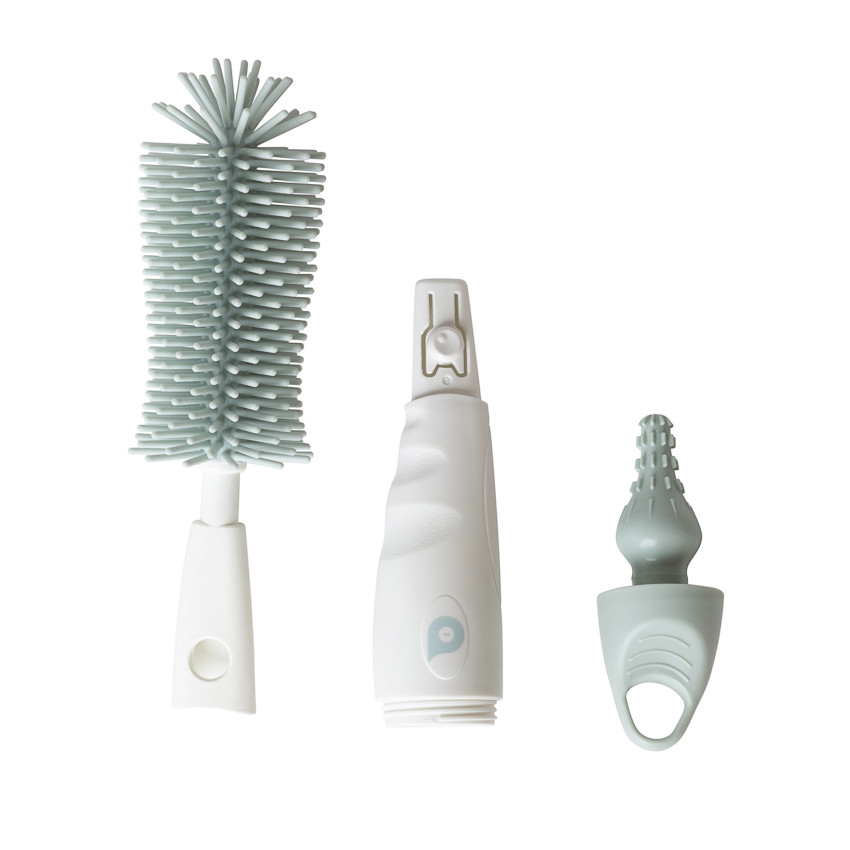 Goupillon 2 en 1 en silicone blanc/vert 