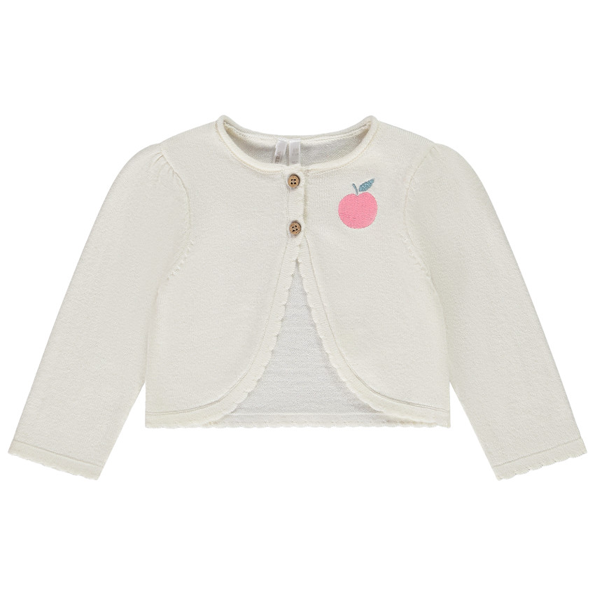 Ζακέτα πλεκτή με κέντημα μήλο για bebe κορίτσι 