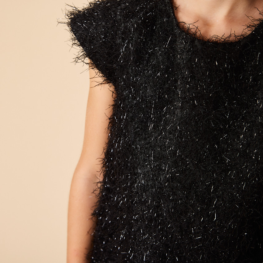 Γιορτινή φόρεμα με κοντά μανίκια και φούντες για κορίτσι 