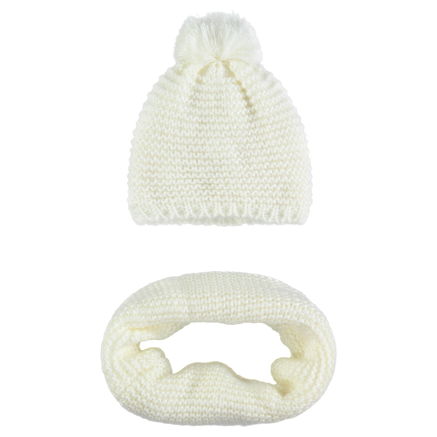 Ensemble bonnet à pompon et snood en tricot avec doublure sherpa Main Ensemble bonnet à pompon et snood en tricot avec doublure sherpa