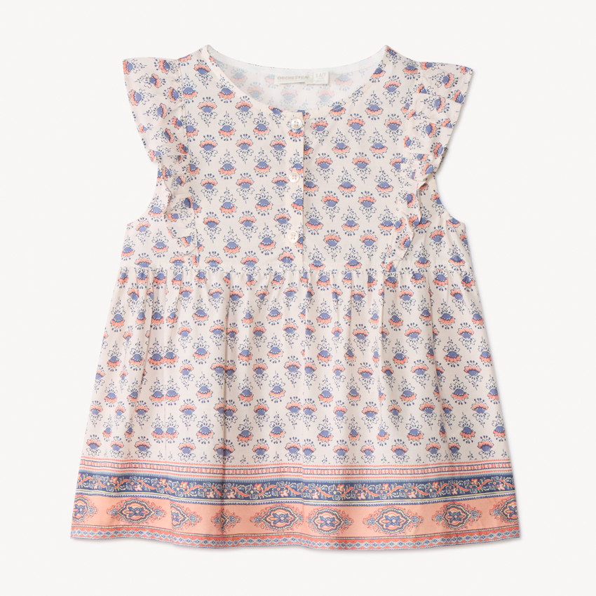 Κοντομάνικη μπλούζα με λουλούδια για κορίτσι 