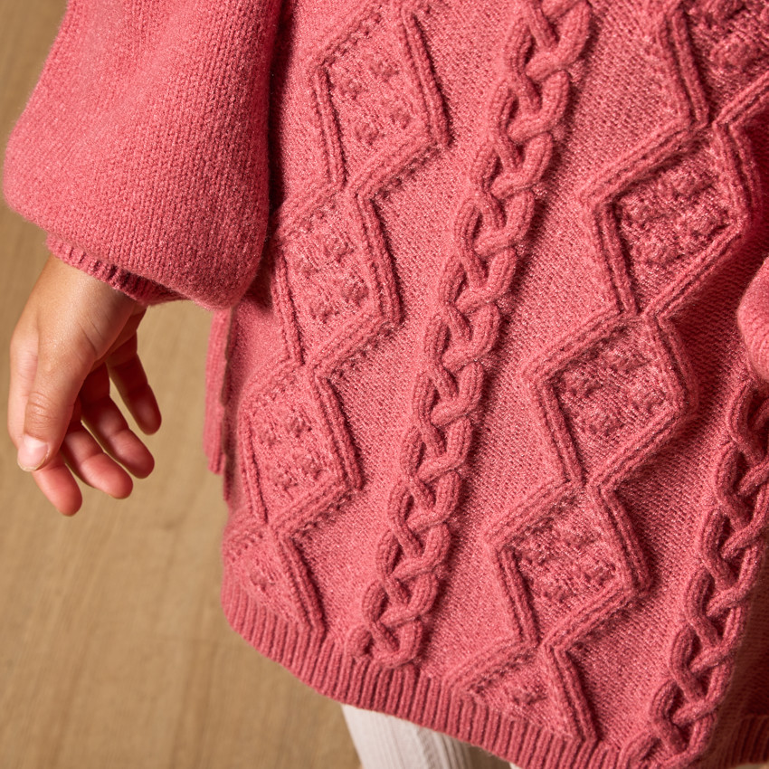 Φόρεμα μακρυμάνικο με βολάν από πλεκτό για κορίτσι 