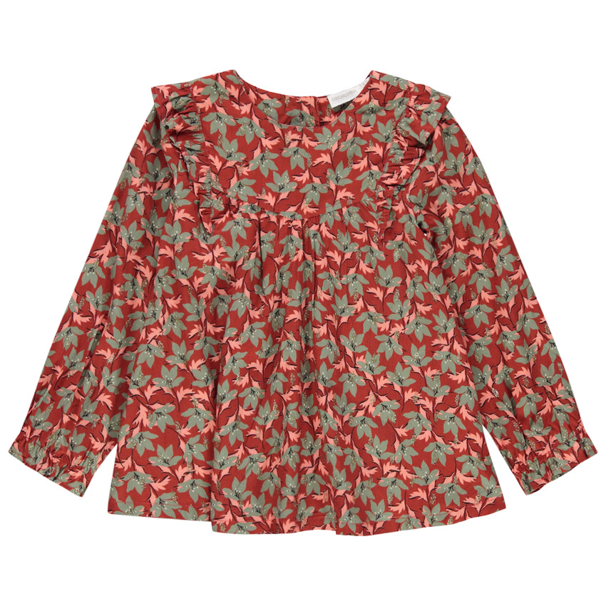 Tunique manches longues volantée à imprimé floral  