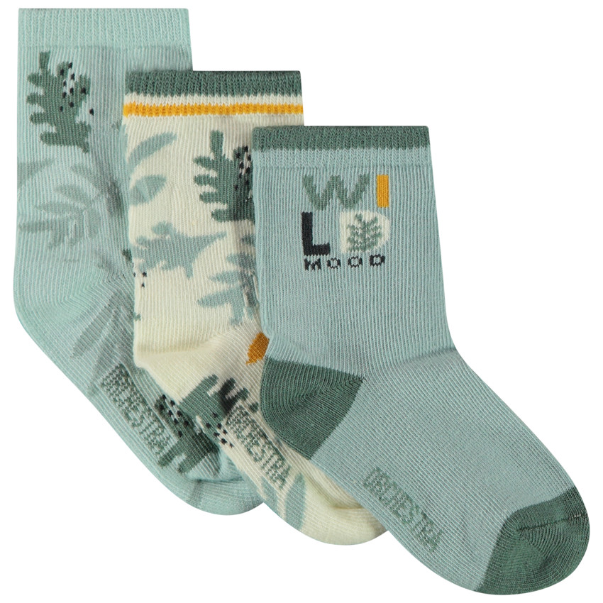 Σετ από 3 ζευγάρια κάλτσες με σχέδια φύλλων για bebe αγόρι 