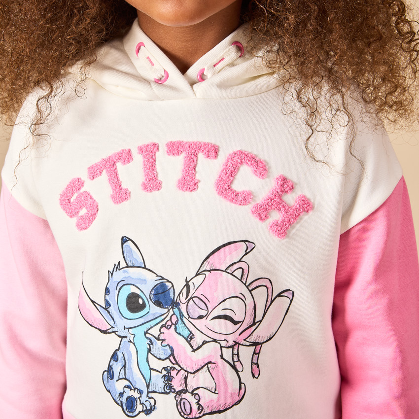 Φόρεμα πλεκτό με εφέ colorblock και τύπωμα Stitch Disney για κορίτσι 