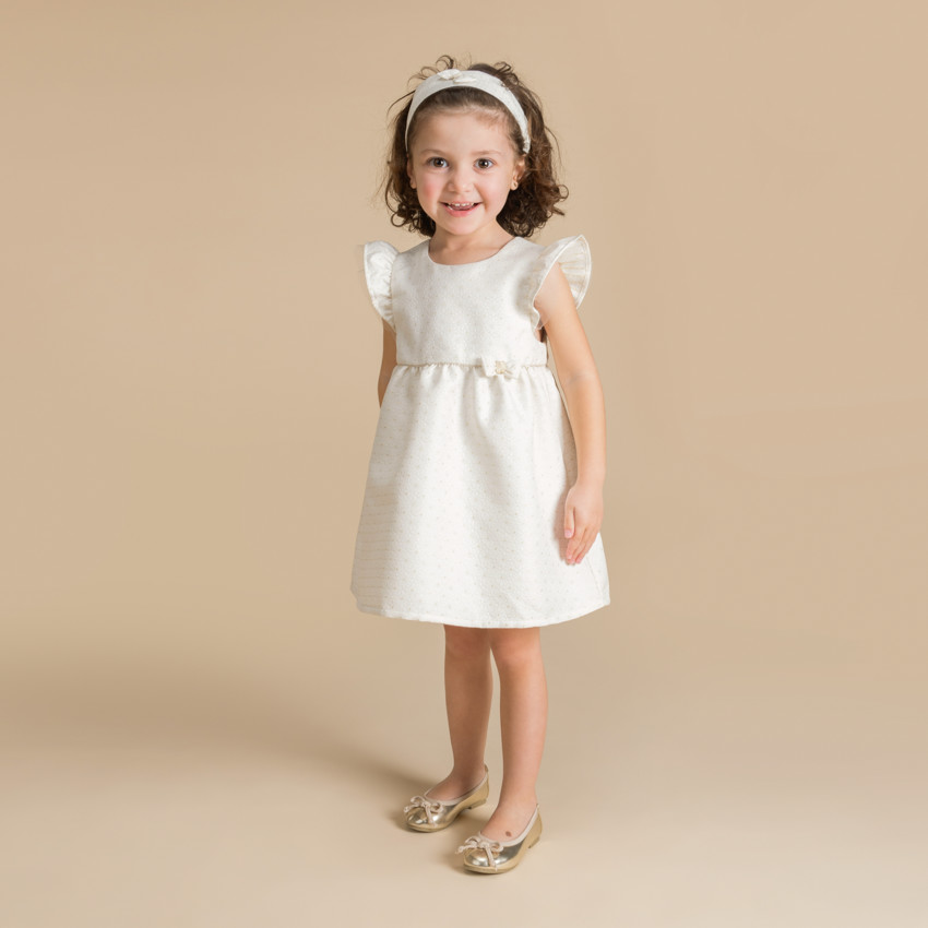 Γιορτινό φόρεμα σε jacquard floral με κορδέλα για bebe κορίτσι 