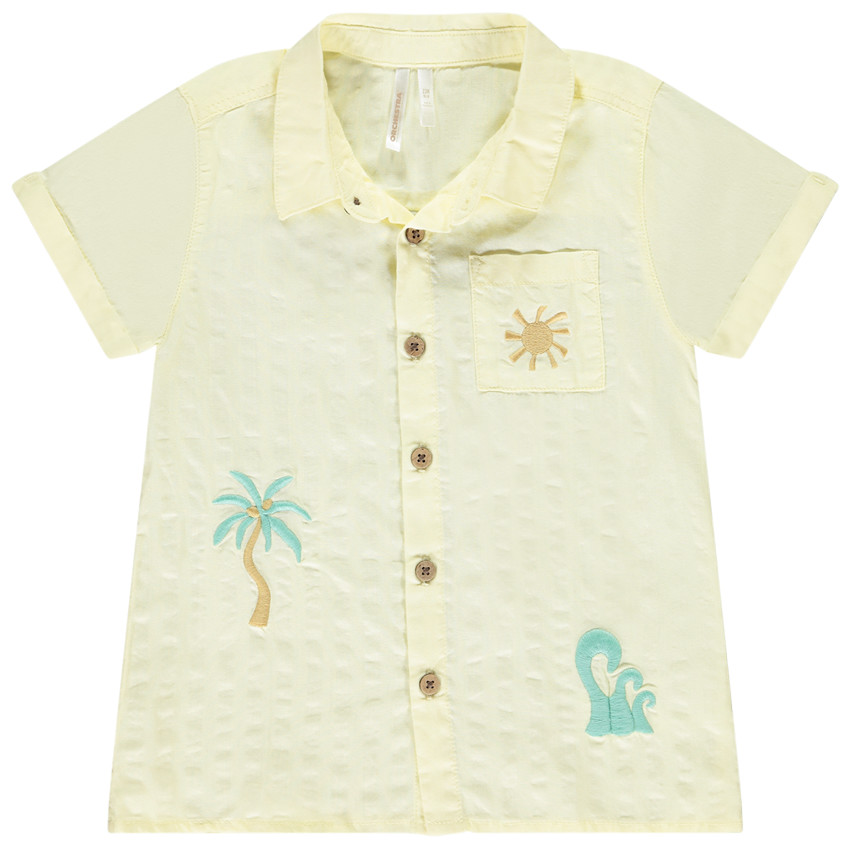 Κοντομάνικο πουκάμισο με κεντήματα 3D για bebe αγόρι 