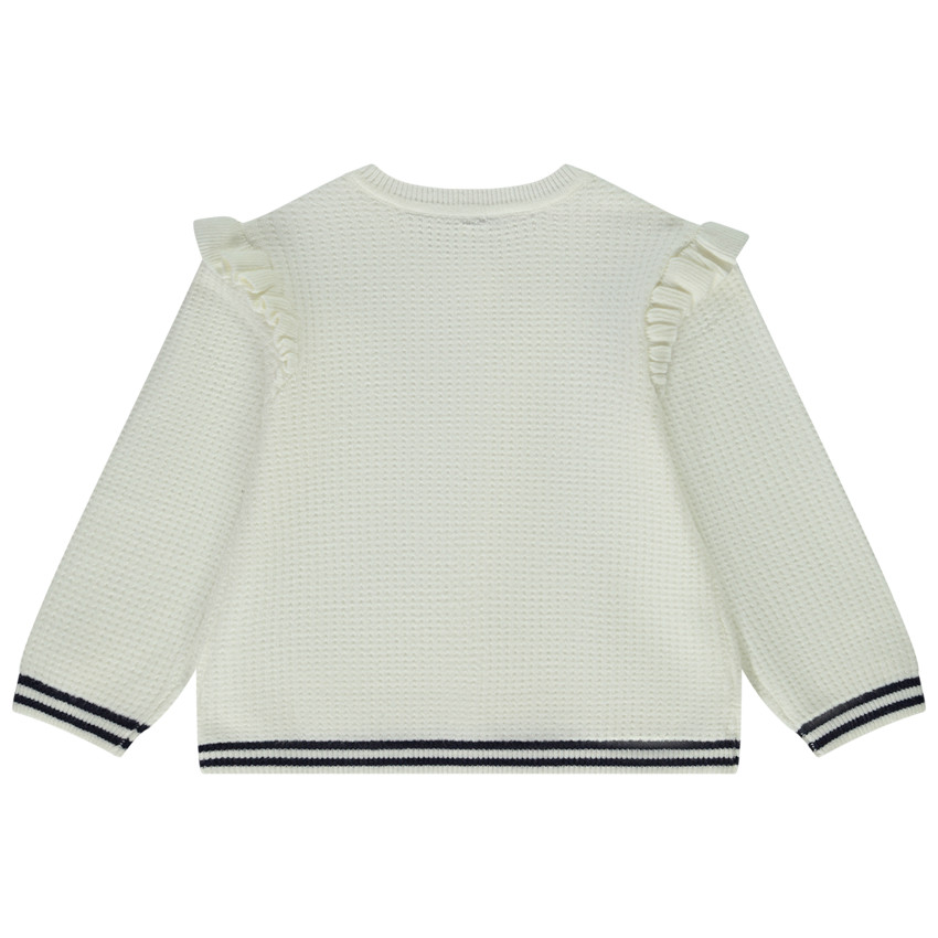 Γιλέκο πλεκτό φαντεζί με βολάν για bebe κορίτσι 