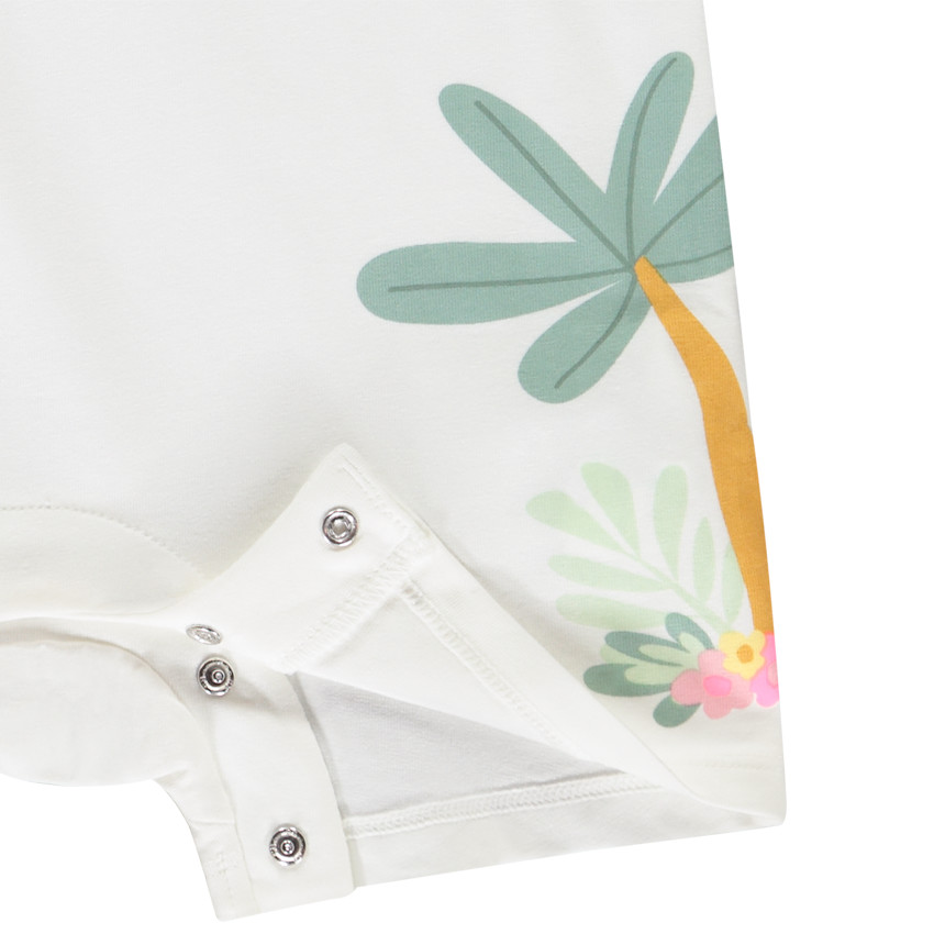 Αμάνικο combishort με βολάν και σχέδιο ζούγκλας για μωρό κορίτσι 