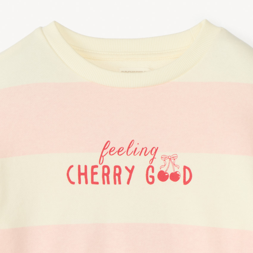 Sweat en molleton à rayures print fantaisie pour fille 