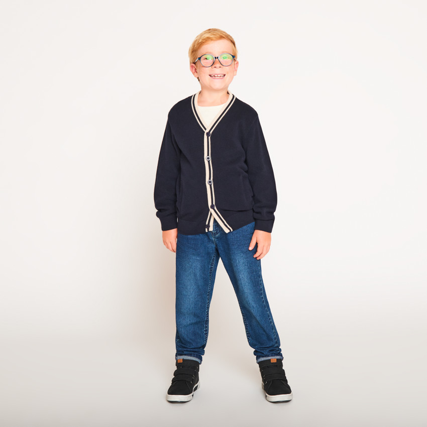 Πλεκτό γιλέκο μονόχρωμο με φινίρισμα ριπ για αγόρι 