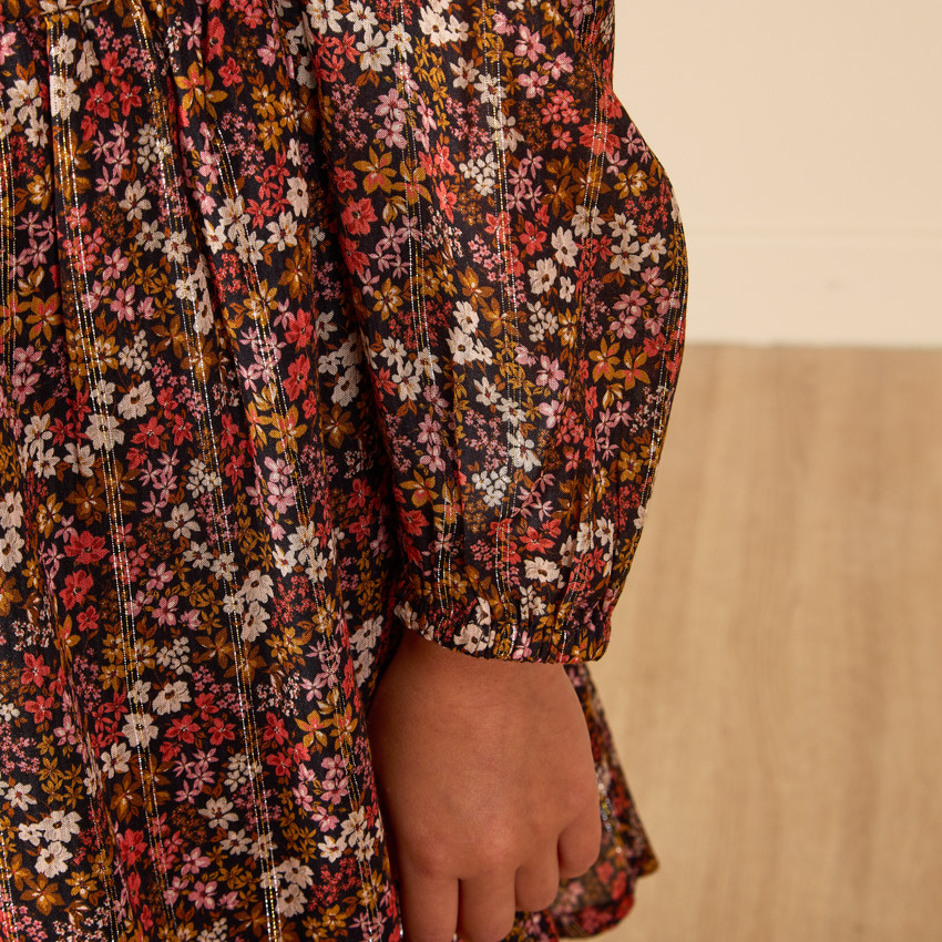 Φόρεμα μακρυμάνικο με βολάν στους ώμους για κορίτσι 