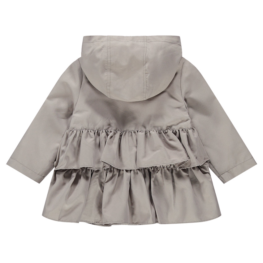 Καμπαρντίνα με βολάν σε μπεζ-γκρι χρώμα με επένδυση απο sherpa 