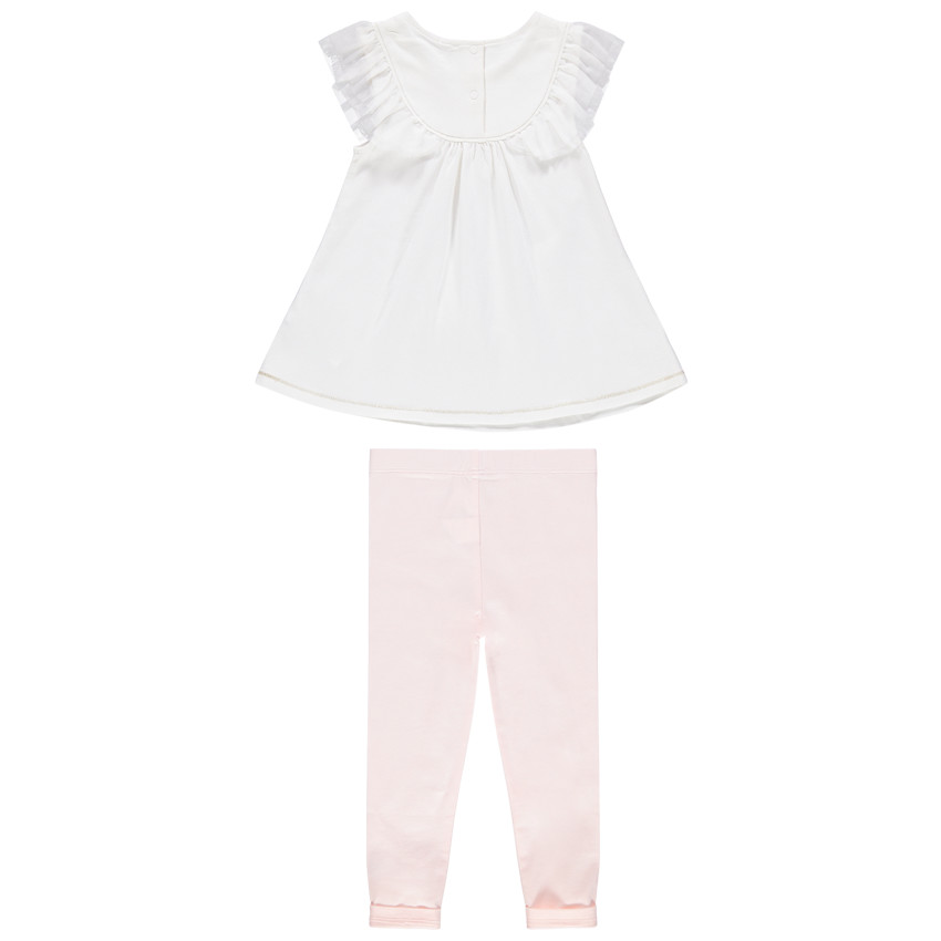 Σύνολο τουνίκ με στάμπα κύκνο και ροζ κολάν 