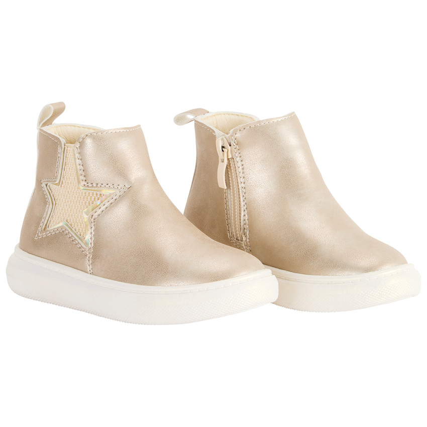 Χρυσά μποτάκια με ελαστική αστερία για κορίτσι μωρό 