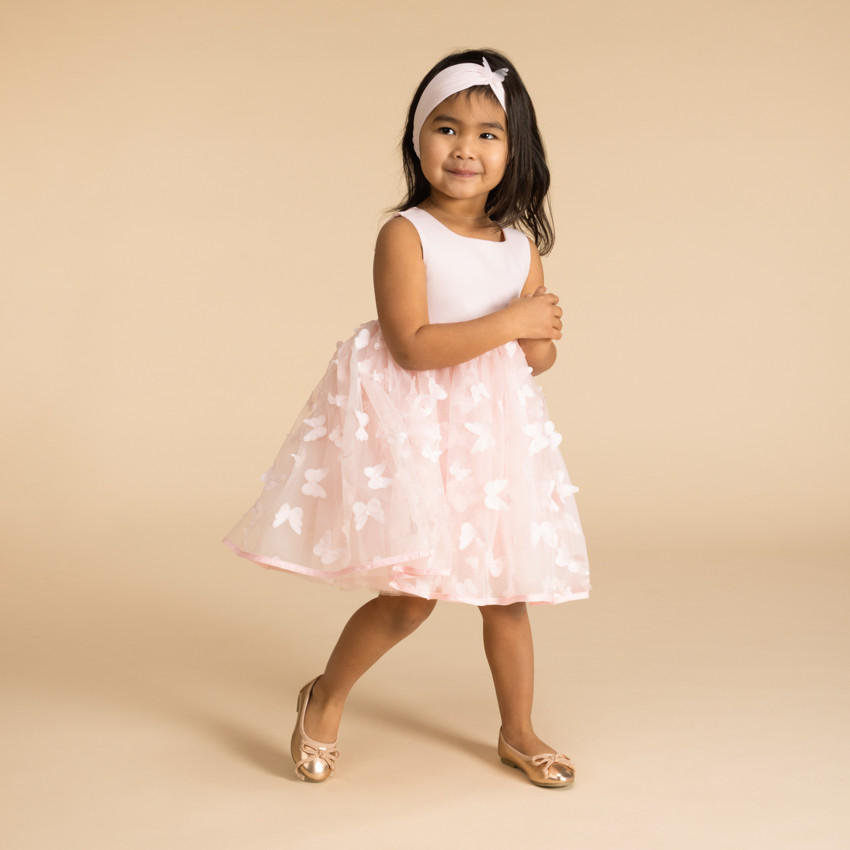 Robe sans manches avec papillons en relief pour bébé fille  