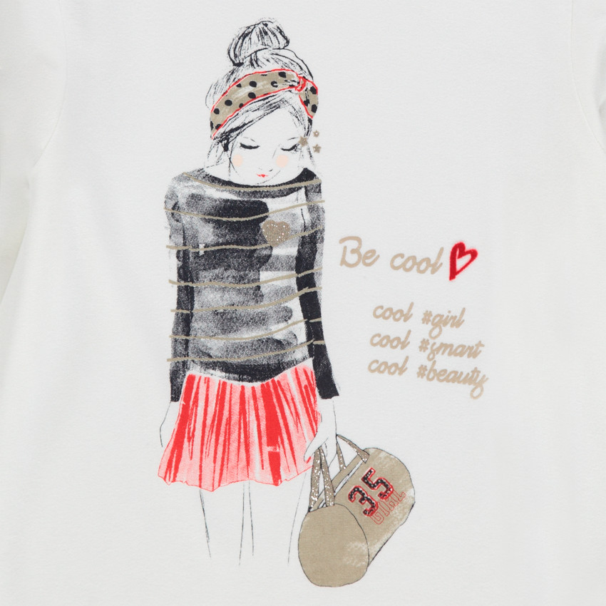 T-shirt manches longues uni print personnage 