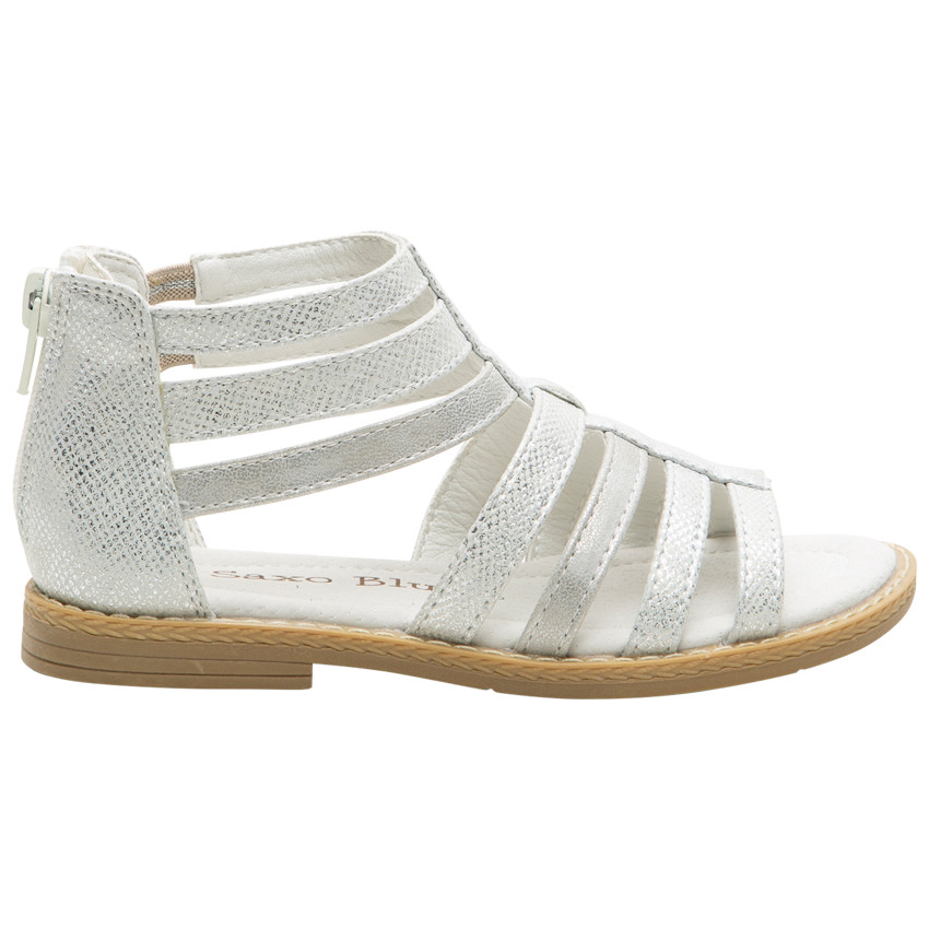 Σανδάλια ασημένια με υφασμάτινα λουριά για κορίτσι 