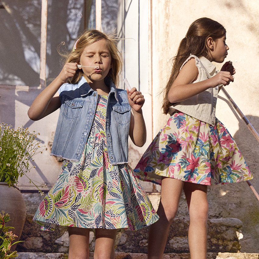 Φόρεμα κοντομάνικο με σχέδιο κασμίρ για κορίτσι 