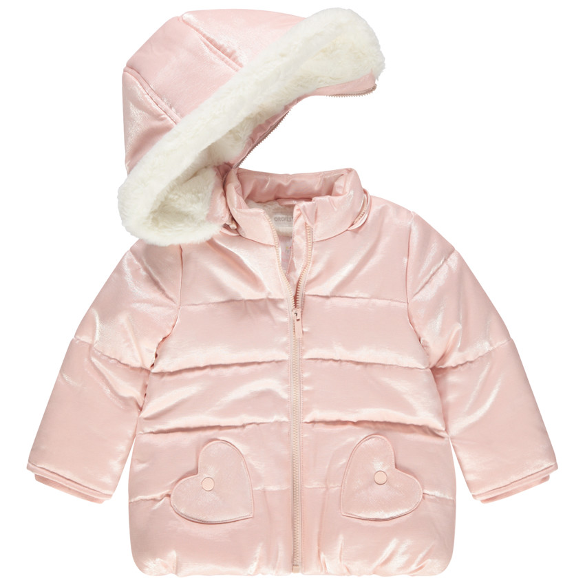 Μπουφάν effet satiné με επένδυση sherpa και φτερά σε ανάγλυφο 