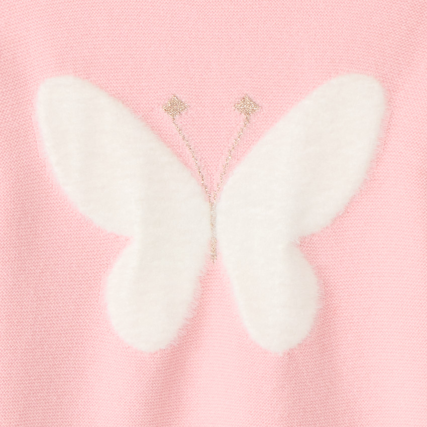 Pull manches longues tricot à motif pelucheux pour fille 