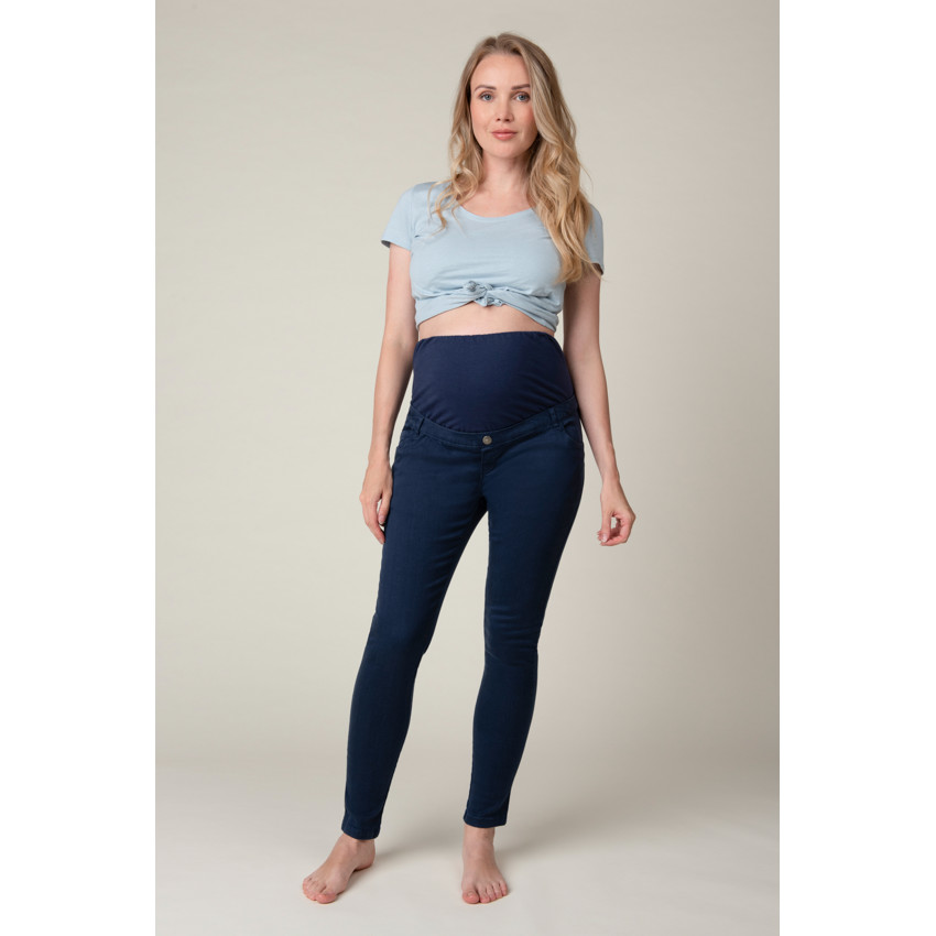 Pantalon de grossesse effet jean skinny avec bandeau haut 