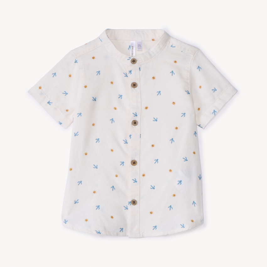 set of short-sleeved shirt and dungarees with sun pattern for baby boy 